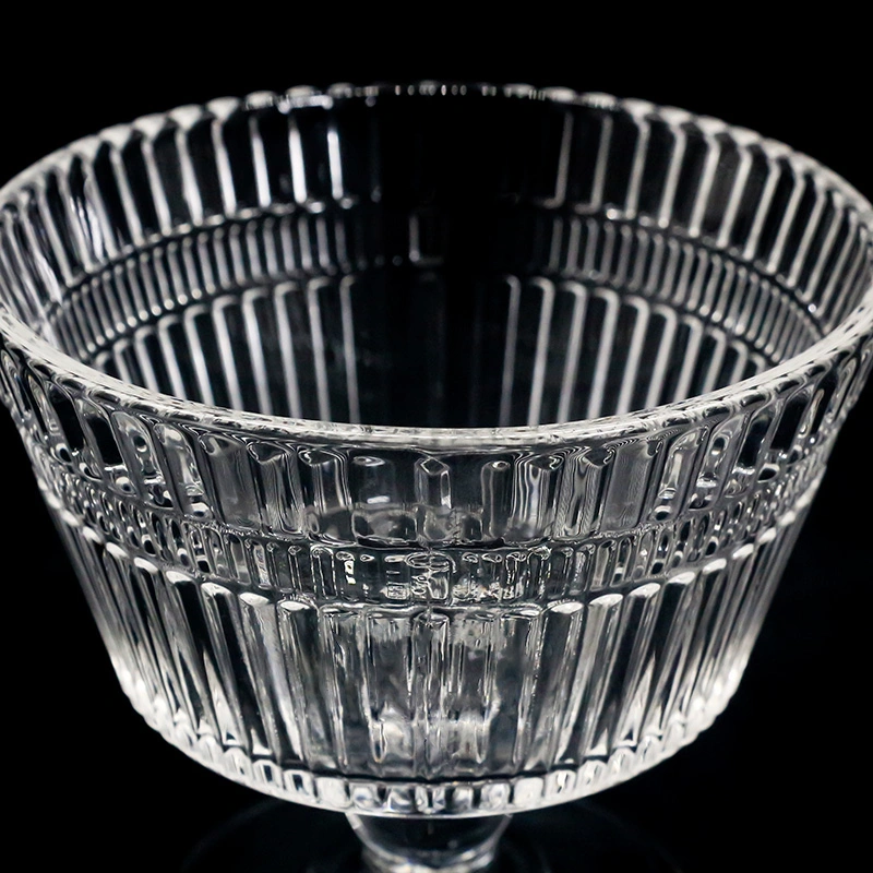 Ins Style High Quality Super Glass with Striped Goblet Ice Cream Cup Dessert Cup Salad Bowl
