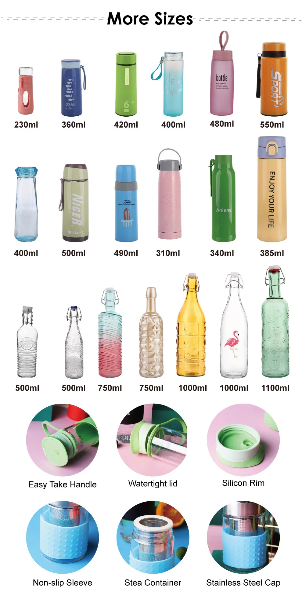 3 Sizes Best Selling Glass Bottle Outer Space Pattern Design Glassware for Liquid Storage