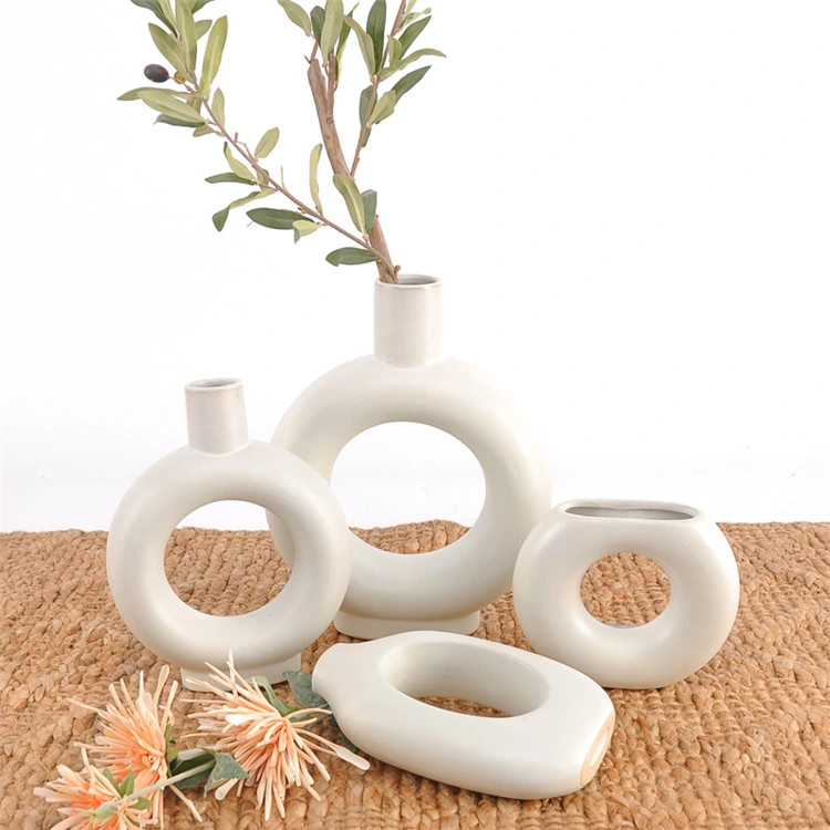 White Ceramic Vases Nordic Decoration Kitchen Office Vase for Home Decoration Garden