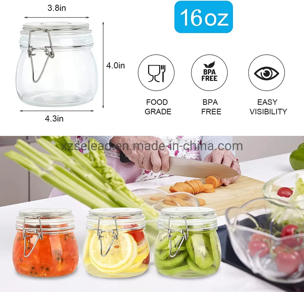 Sealed Glass Ware with Buckle, Food Storage Glass Bottle with Glass Cover, Household Kitchen Glass Bottle
