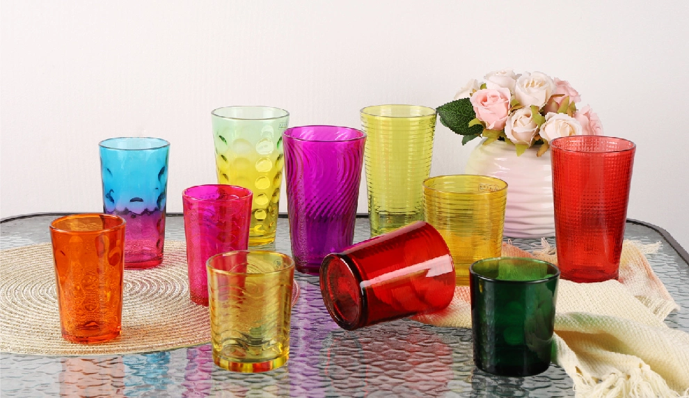 Spray Color Engraved Glass Cup Water Cups Set Solid Color Gift Juice Tumbler Drinking Wedding Party Glassware