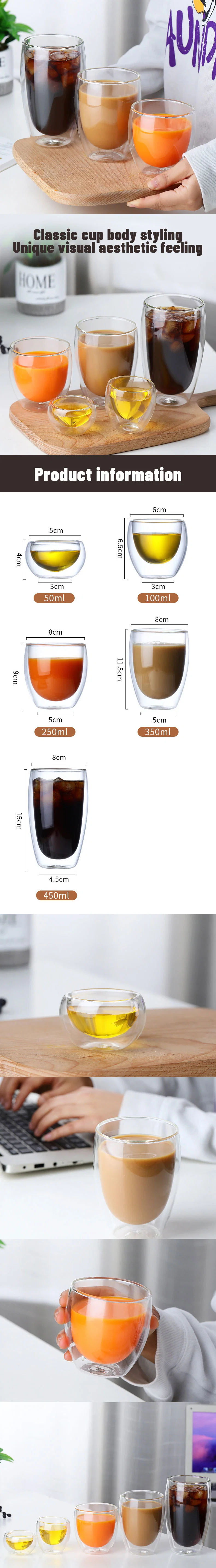 Egg Shaped Thickened Double Glass Household Coffee Cup Juice Cup Milk Cup