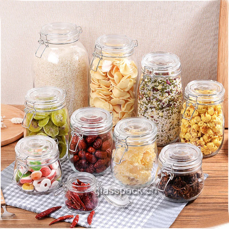 Wholesale Airtight Glass Containers Glassware for Food Storage with Flip Top
