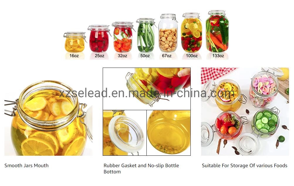 Sealed Glass Ware with Buckle, Food Storage Glass Bottle with Glass Cover, Household Kitchen Glass Bottle