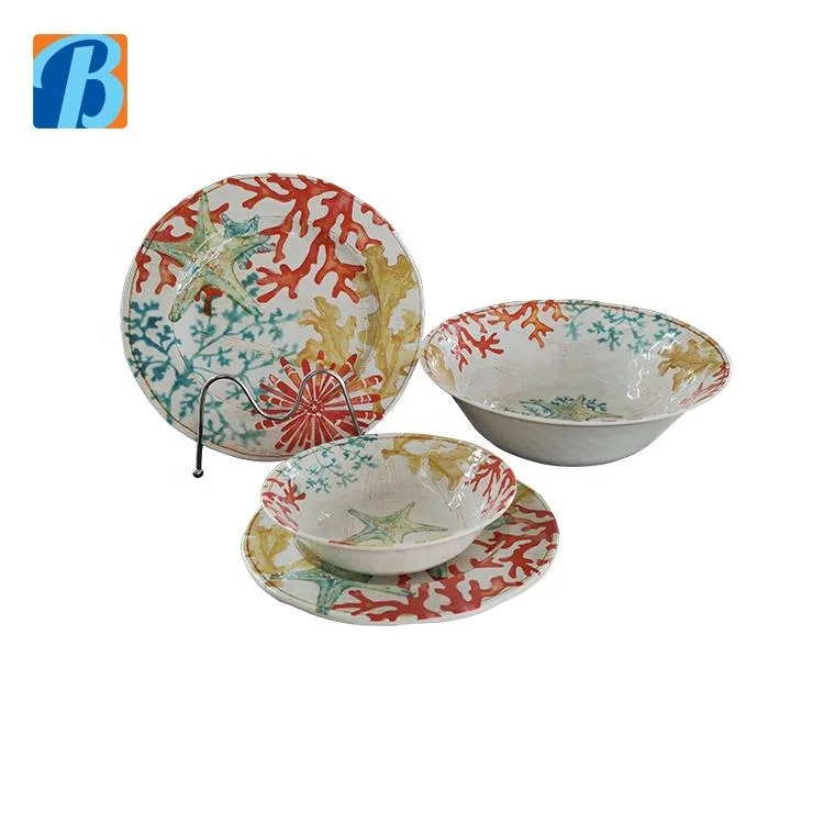 Made in China Kitchen Wares Melamine Tray Tableware 4PCS Round Melamine Ware