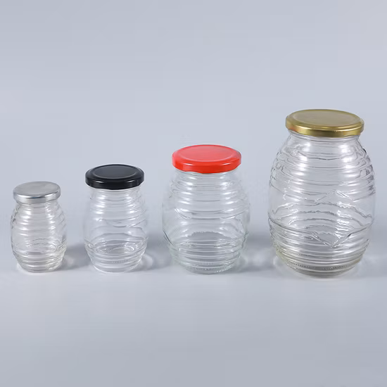 Square or Round Honey Jar Nut Glass Bottle Storage Glassware