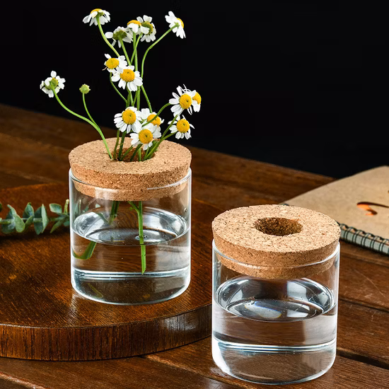 Home Decoration Glass Candle Holder Glass Vase Double Use